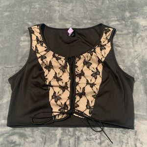 Shein Lace Up Crop Tank